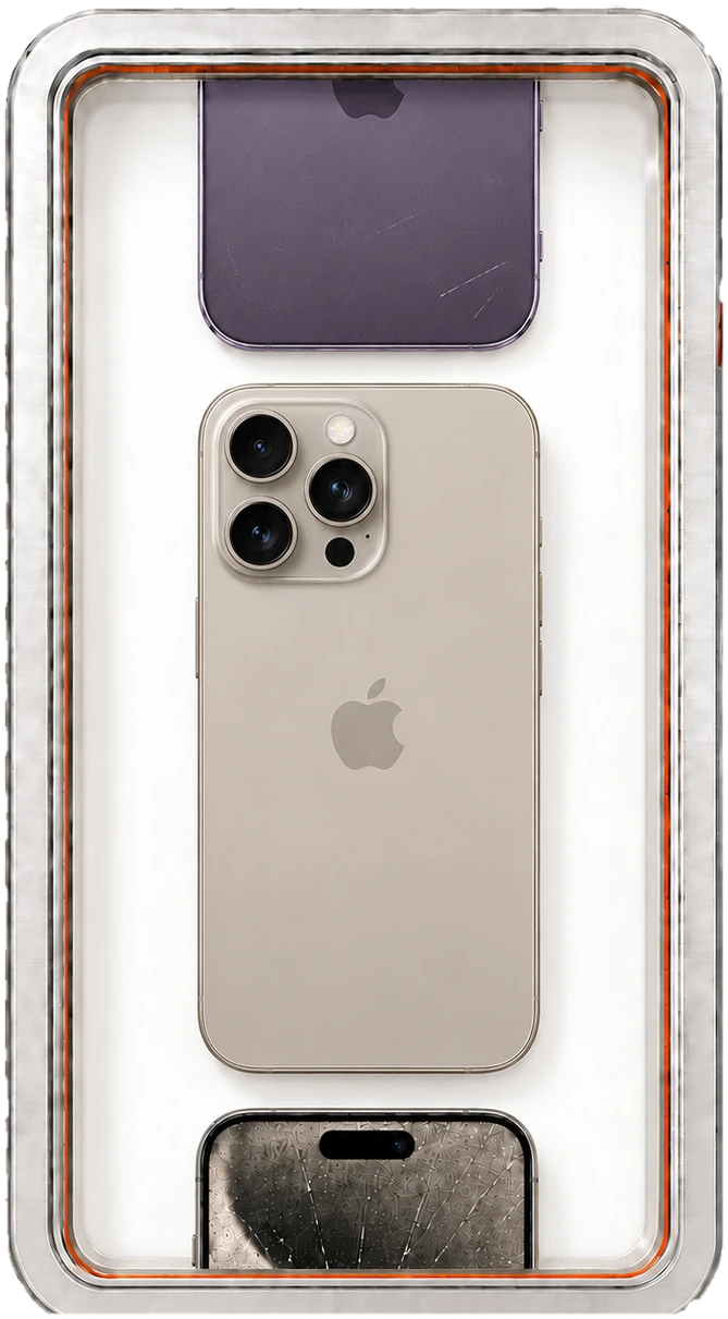 Machine CASH-UP présentant des iPhone repris, avec son levier rouge.